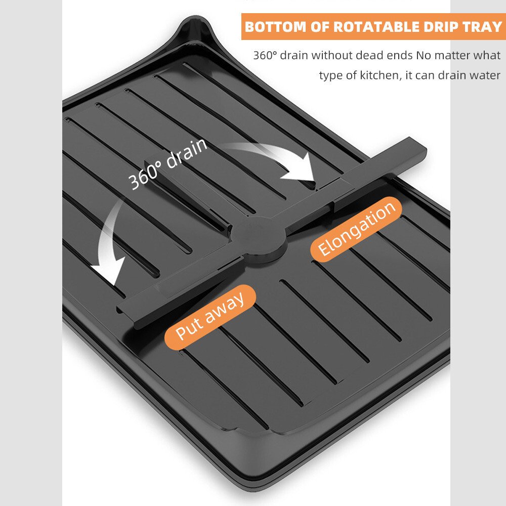 Two-Tier Dish Drainer with Cup Holder & Cutlery Tray - Image 2